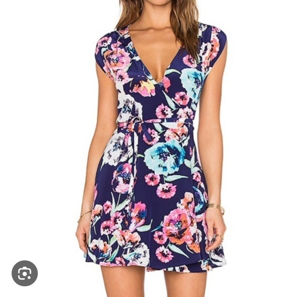 YUMI KIM | 100% silk Soho mixer faux dress floral black pink sz Small
